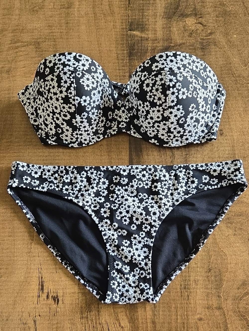 OLD NAVY Black & White Floral Bandeau Bikini Set - Women's Swim